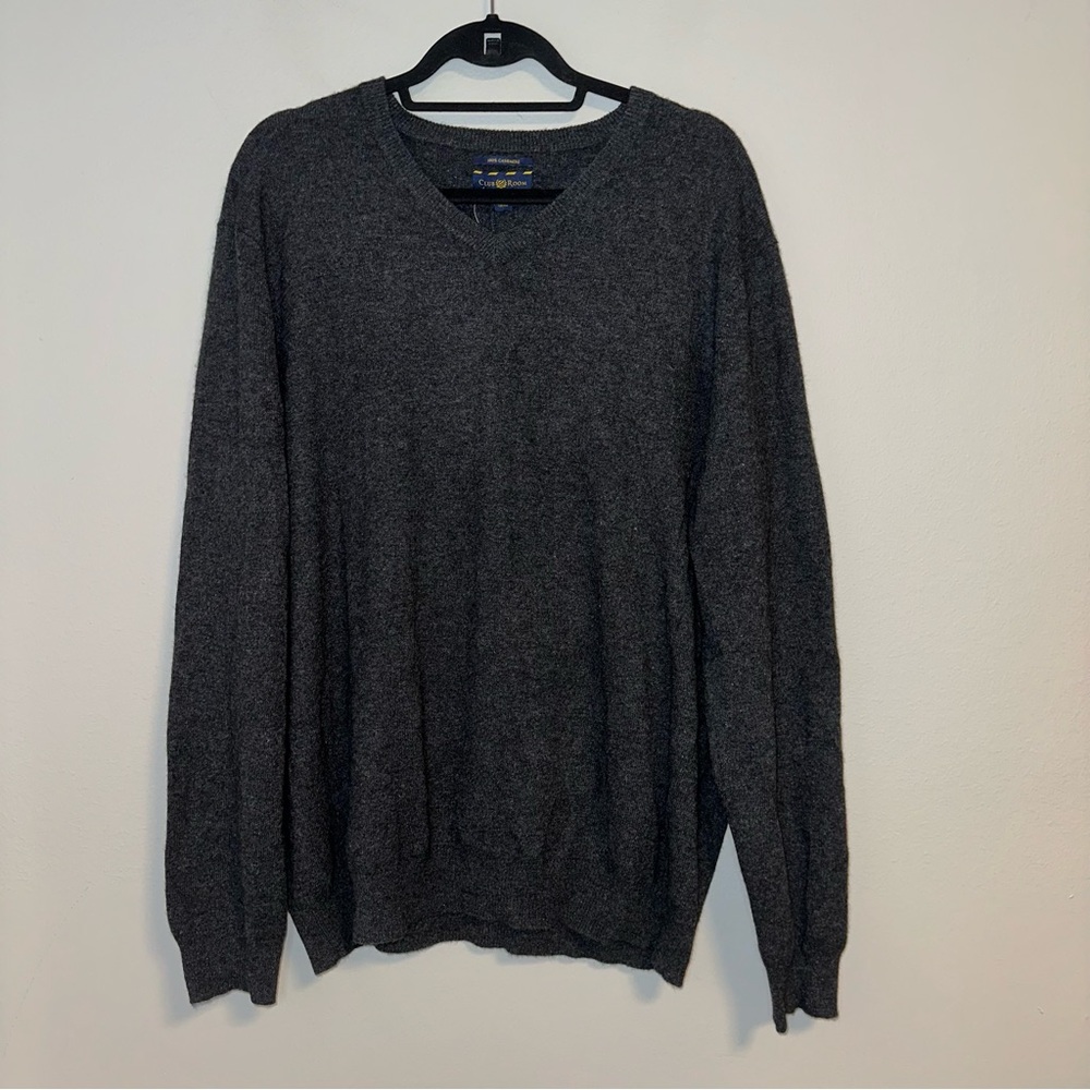 Club Room - Dark Gray Cashmere V-neck Sweater